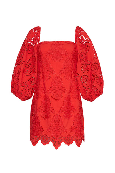 Montauk Dress - Red Eyelet