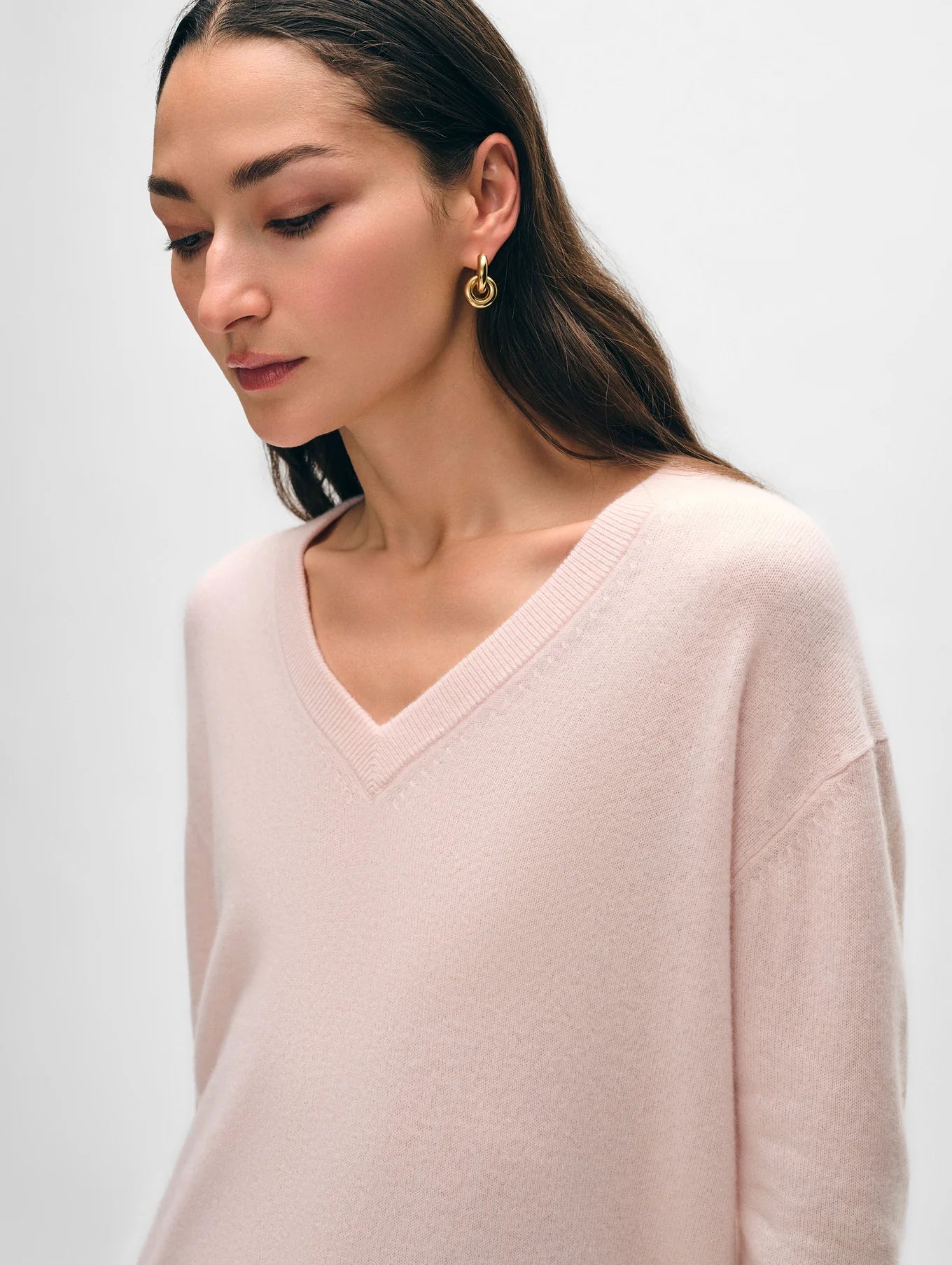 Cashmere V Neck - Pink Sand