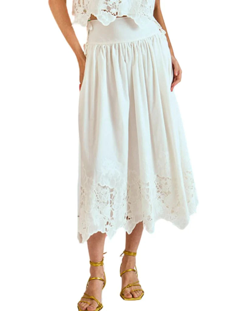 Nathalie Skirt - White Embroidery