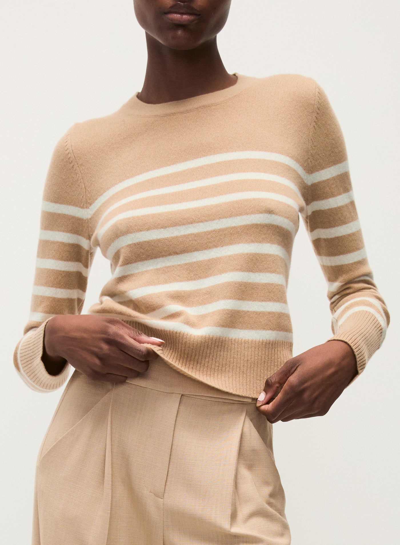 Caleb Cashmere Pullover - Sand/Ivory