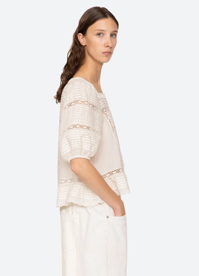 Antonina Solid Cotton Puff Top - Cream