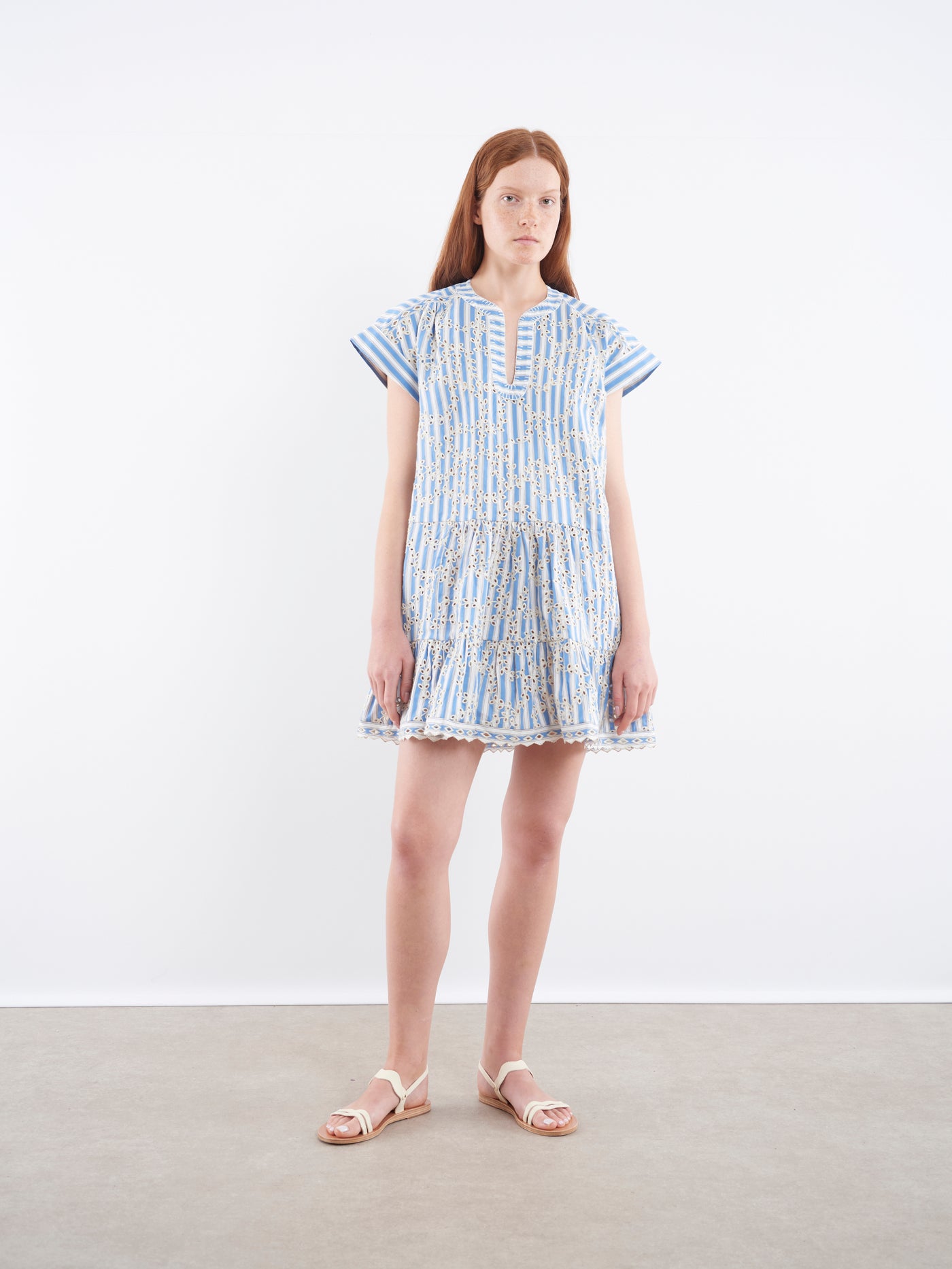 Ashley B Dress - Eyelet Stripe