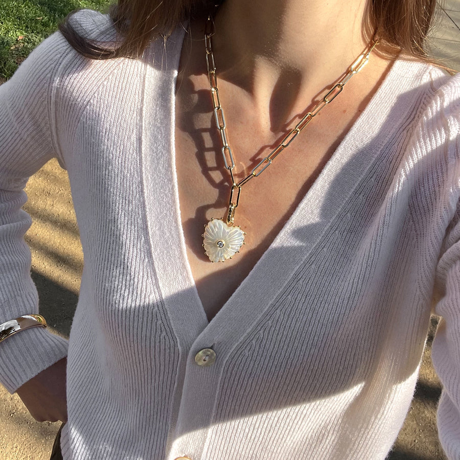 Malene Heart Charm Pendant - Mother of Pearl