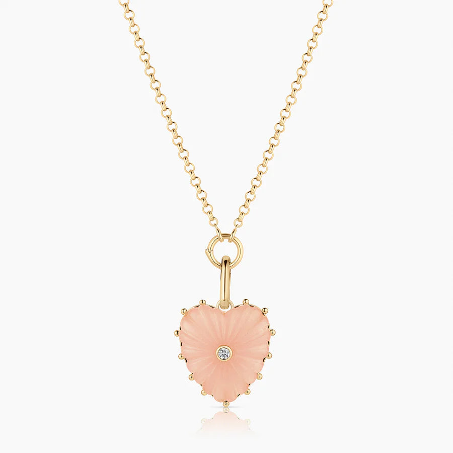 Malene Heart Charm - Pink Jade