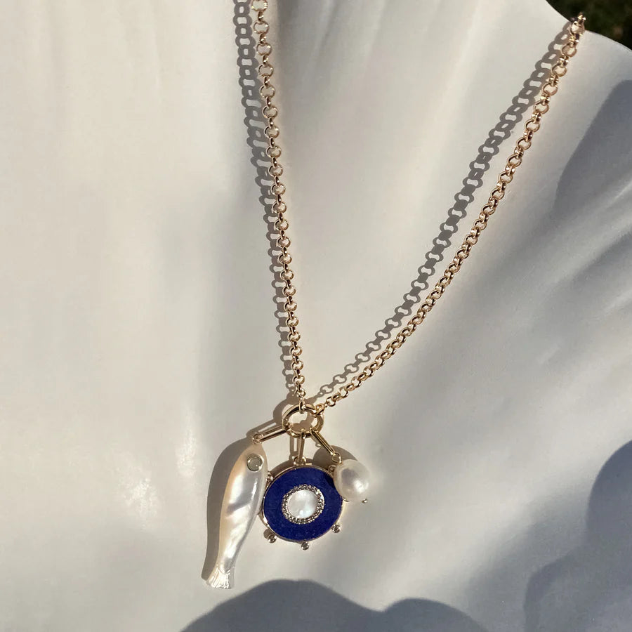 Soleil Lapis and Mother of Pearl Charm
