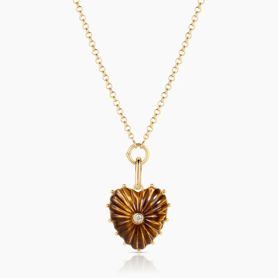 Malene Heart Charm, Pendant - Tiger's Eye