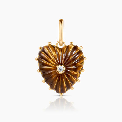Malene Heart Charm, Pendant - Tiger's Eye