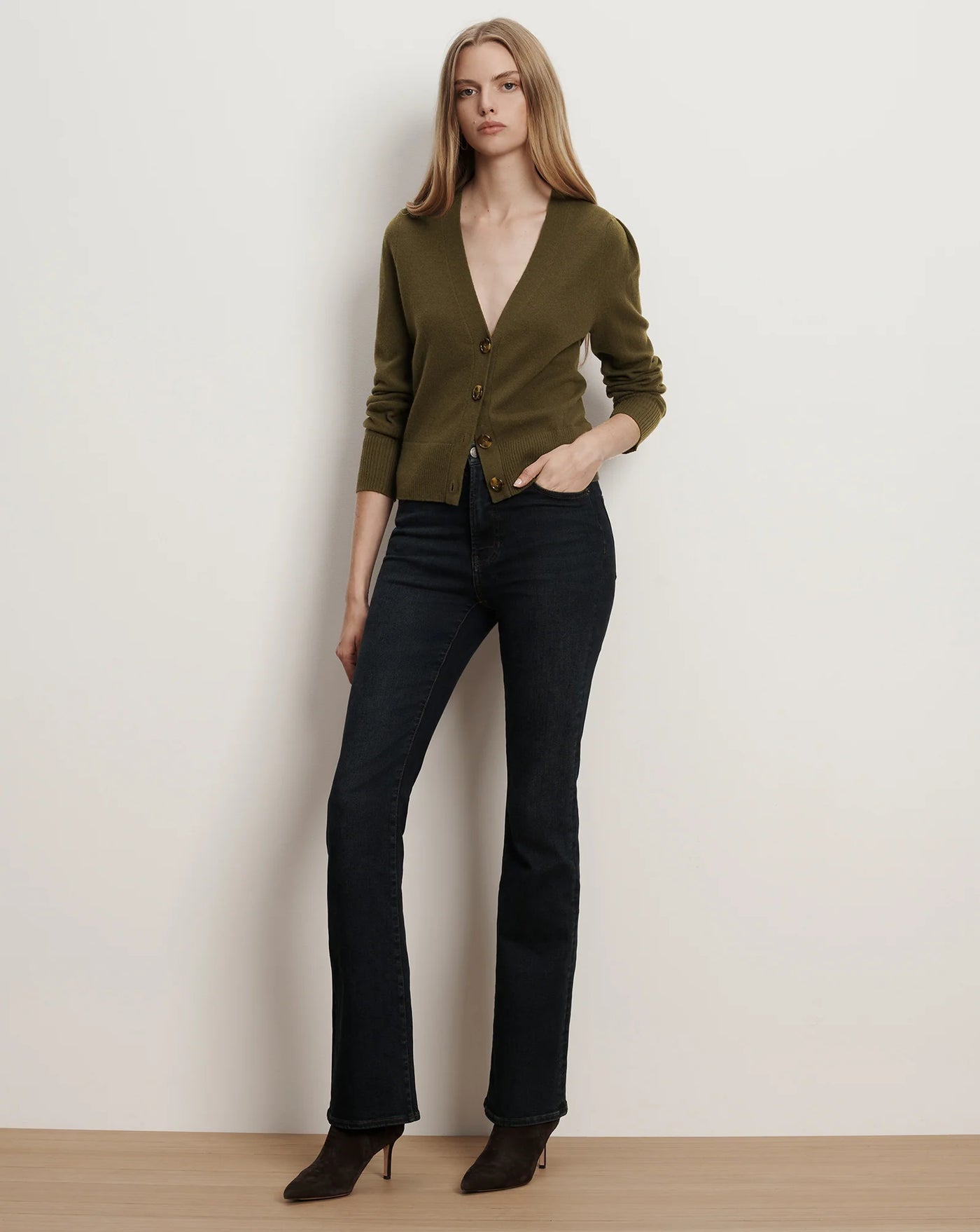Solene Cashmere Cardigan - Cypress