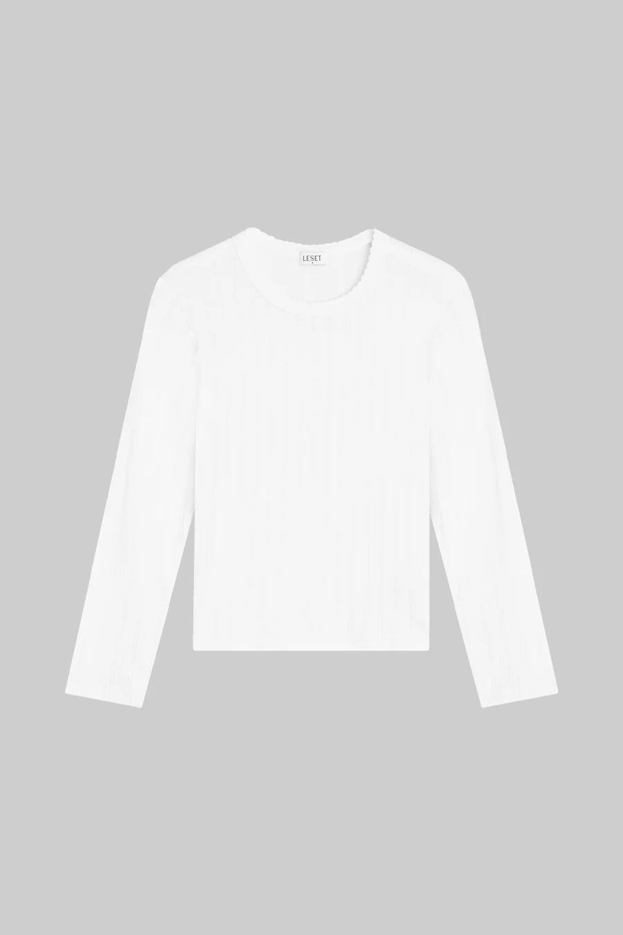 Pointelle Slim Fit Long Sleeve - White