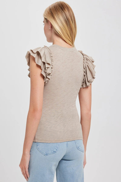 Sleeveless Double Ruffle Tee - String