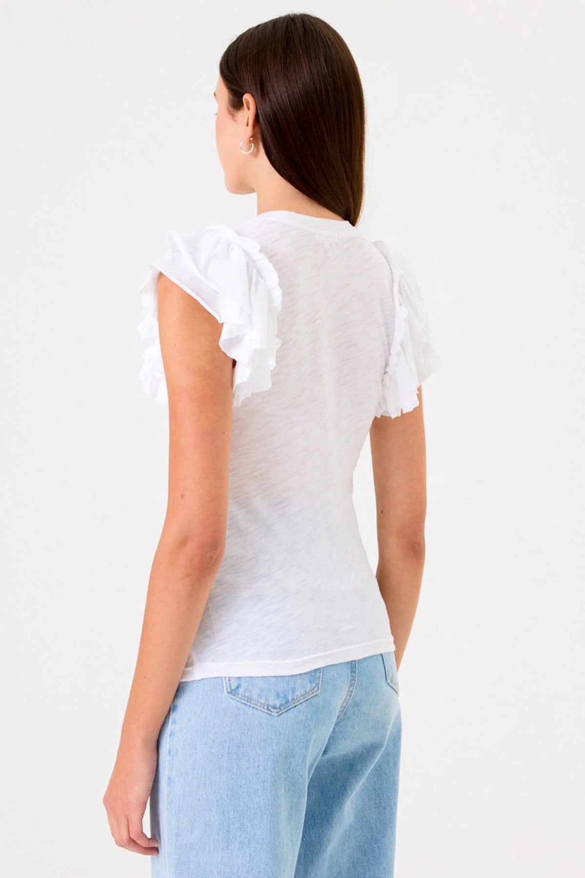 Sleeveless Double Ruffle Tee - White