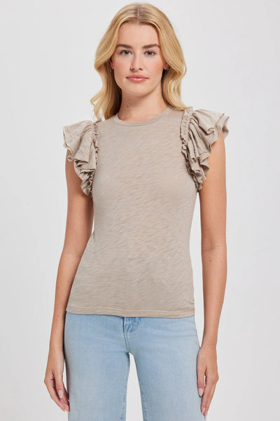 Sleeveless Double Ruffle Tee - String