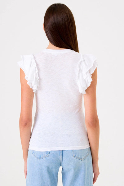 Sleeveless Double Ruffle Tee - White