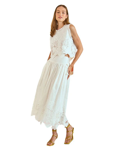 Nathalie Skirt - White Embroidery