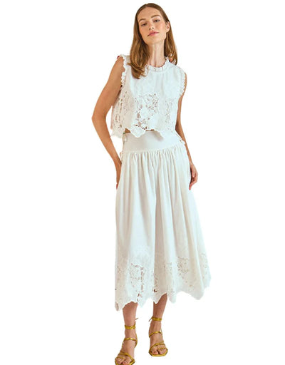 Nathalie Skirt - White Embroidery